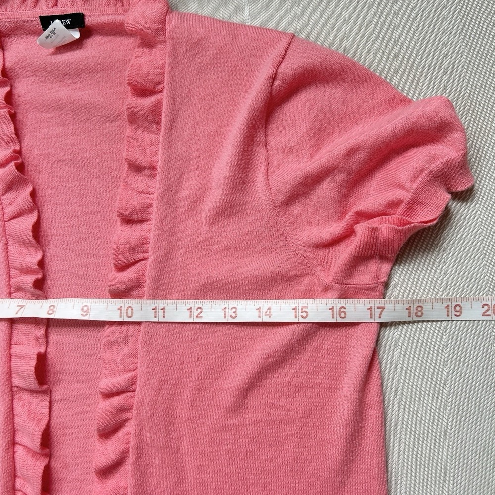J.Crew Y2K Ruffle Trim Top Open Cardigan Shrug Cashmere Blend Short Sleeve Layer - Picture 13 of 14